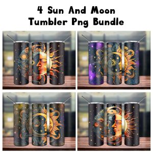 Bundle 4 Sun and Moon Boho Tumbler PNG
