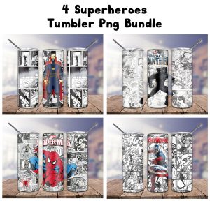 Bundle 4 Superheroes Tumbler PNG