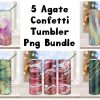 Bundle 5 Agate Confetti Tumbler PNG