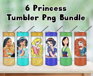 Bundle 6 Princesses Tumbler PNG