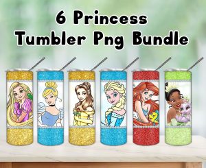 Bundle 6 Princesses Tumbler PNG