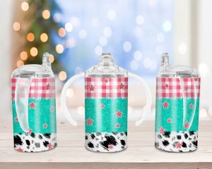 Cowhide Sippy Cup Sublimation Design