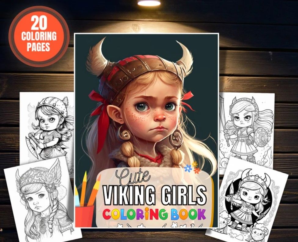 Cute Viking Girl Coloring Book with 20 Adorable Coloring Pages for Kids and Adults Cute Viking Girl Coloring Book with 20 Adorable Coloring Pages for Kids and Adults