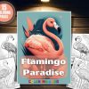 Flamingo Coloring Book with 15 Exotic Pages for Kids and Adults