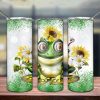 Green Frog Flower Glitter Tumbler PNG