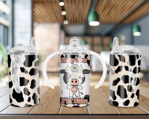 Holy Cow I'm Cute  Straight Sippy Cup Sublimation Design