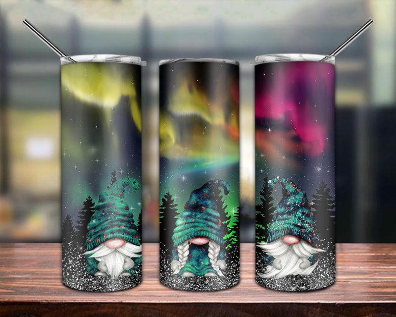 Northern Lights Gnomes Tumbler PNG Northern Lights Gnomes Tumbler PNG