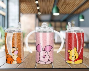 Pooh Piglet Tiger Cartoon Kids Sippy Cup Sublimation Design