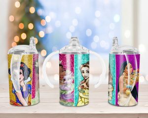 Princess Glitter Sippy Cup Sublimation Design