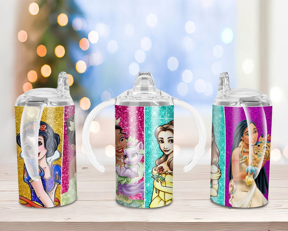 Princess Glitter Sippy Cup Sublimation Design Princess Glitter Sippy Cup Sublimation Design