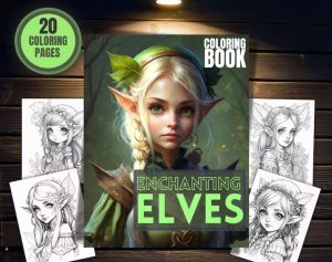 Elf Girl Coloring Book with 20 Enchanting Pages for Kids and Adults