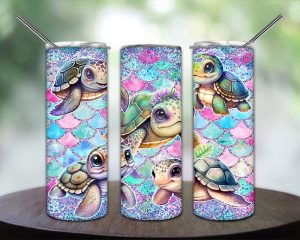 Turtle Glitter Tumbler PNG
