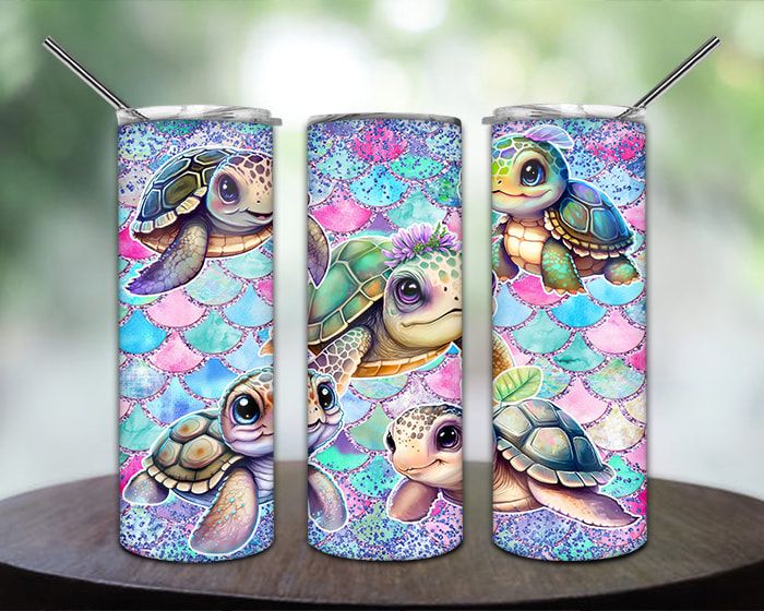 Turtle Glitter Tumbler PNG Turtle Glitter Tumbler PNG