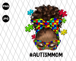 Afro Bun Autism Mom Png
