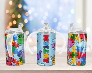 Autism Sippy Cup Sublimation Design