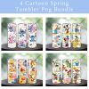 Bundle 4 Cartoon Spring Tumbler PNG