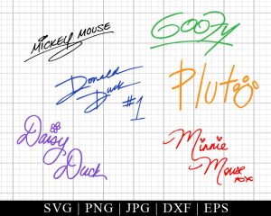 Disney Characters Autographs Svg, Family Trip 2023 Svg