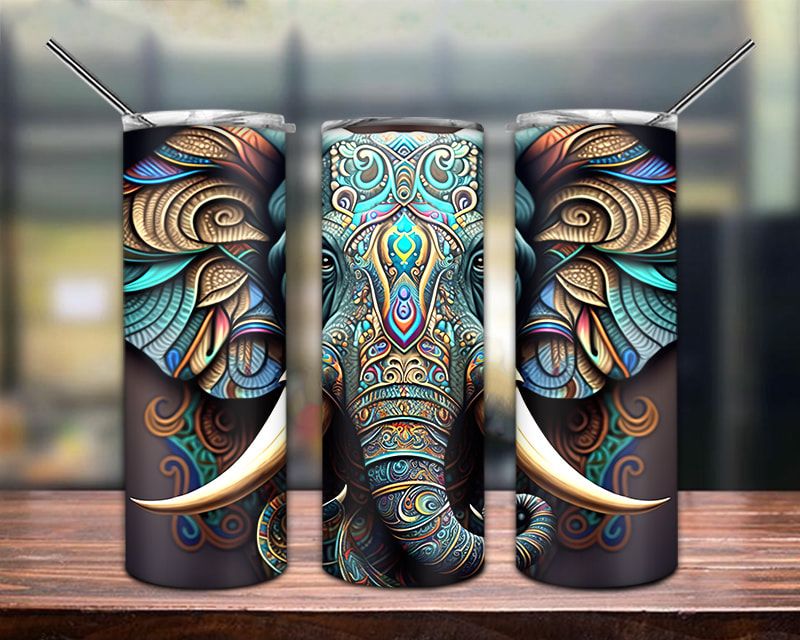 Patterned Elephant Tumbler PNG Patterned Elephant Tumbler PNG
