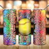 Softball Life Leopard Tumbler PNG