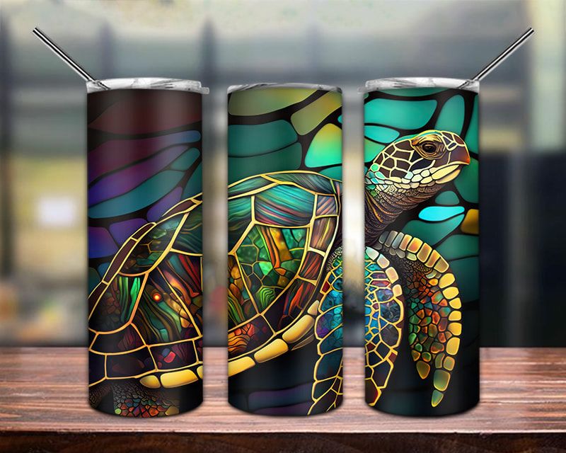 Turtle Stained Glass 20oz Sublimation Tumbler Designs Turtle Stained Glass 20oz Sublimation Tumbler Designs