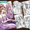 12 Beautiful Victorian Women and Girls Coloring Page