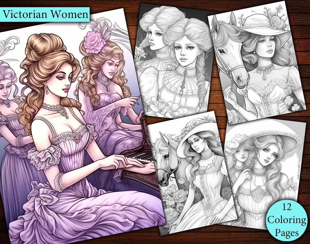12 Beautiful Victorian Women and Girls Coloring Page 12 Beautiful Victorian Women and Girls Coloring Page