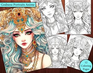 12 Godess Potraits Coloring Page
