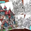 12 Gothic Houses Coloring Page