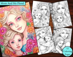 12 Mom and Me Floral Coloring Page