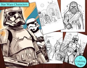 12 Star Wars Characters Coloring Page