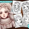12 Winter Little Princesses Girl Coloring Page