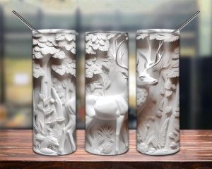 3D White Deer Tumbler Png