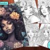 5 Black Beauties Fantasy Coloring Page