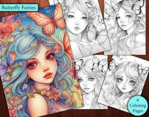 6 Buttetfly Fairies Coloring Page