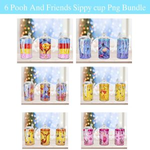 Best Friends Cartoon Pooh Bundle Sippy Cup Sublimation Design