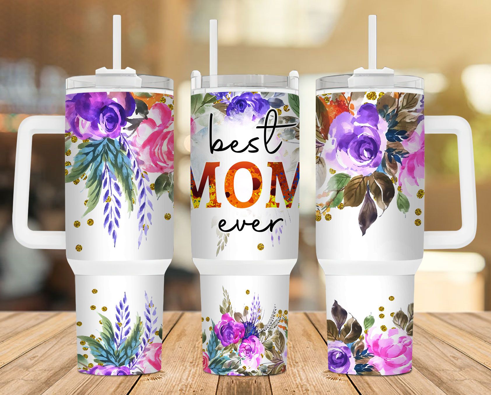 Best Mom Ever Watercolor Floral 40 Oz 2 Piece Tumbler Wrap Best Mom Ever Watercolor Floral 40 Oz 2 Piece Tumbler Wrap