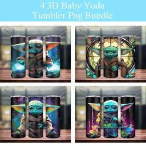 Bundle 4 Baby Yoda Tumbler PNG