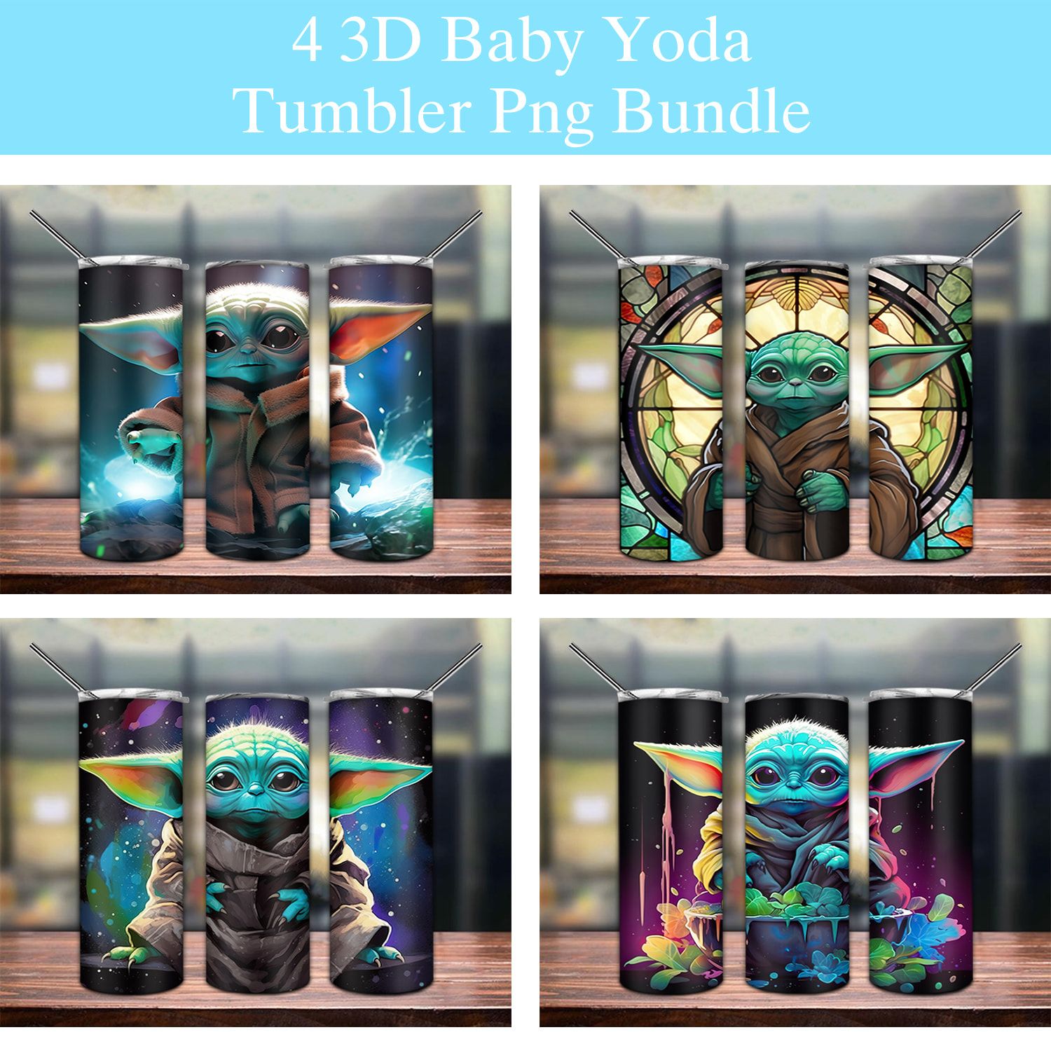 Bundle 4 Baby Yoda Tumbler PNG Bundle 4 Baby Yoda Tumbler PNG