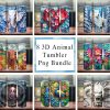Bundle 8 3D Animals and Landscape Tumbler PNG