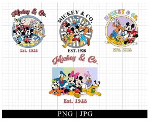 Bundle Retro Mickey and Co Png, Family Trip 2023 Png