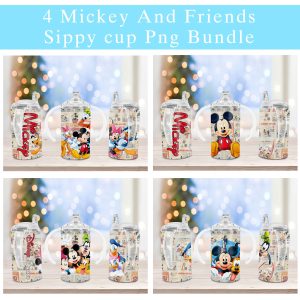 Cartoon Mickey and Friends Bundle Sippy Cup Sublimation Design