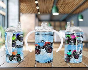 Children Trucks Sippy Cup Sublimation Design