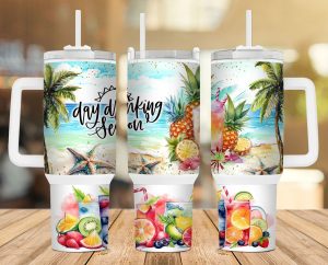 Day Drinking Season Summer Coctail 40 oz 2 piece Tumbler Wrap