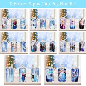 Frozen Princess Bundle Sippy Cup Sublimation Design