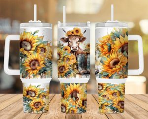 Highland Cow 40 oz 2 piece Tumbler Wrap