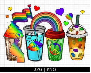 Lgbt Coffee Cups Png, Lgbt Rainbow Png