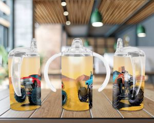 Mighty Monster Trucks Sippy Cup Sublimation Design