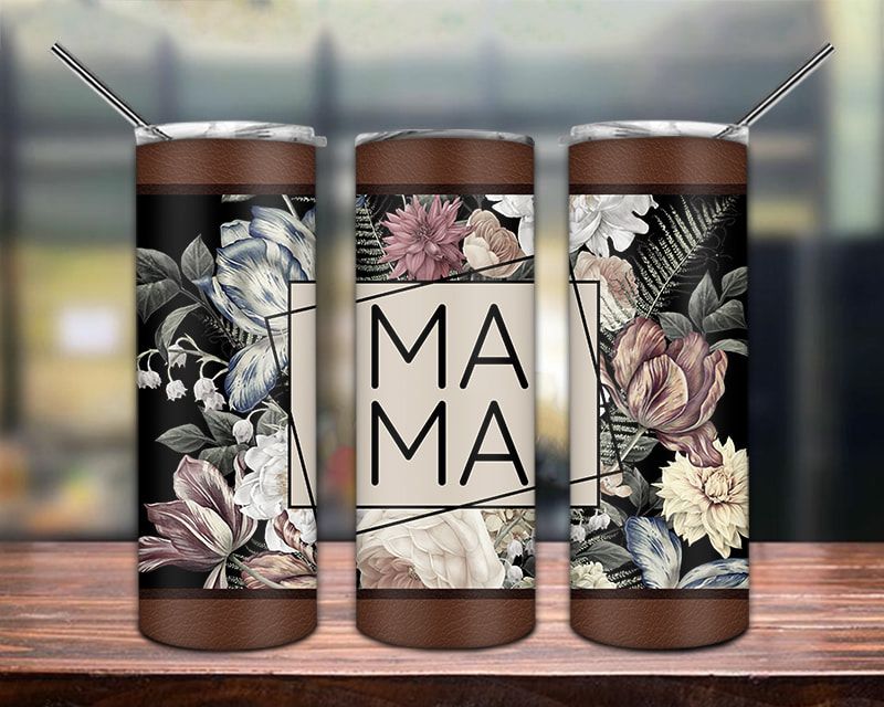 Mother’s Day Mama Floral Gold Tumbler PNG Mother's Day Mama Floral Gold Tumbler PNG