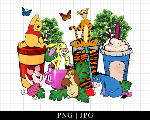 Pooh and Friends Cartoon Coffee Cups Png