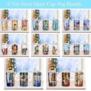 Toy Story Cartoon Characters Bundle Sippy Cup Sublimation Design